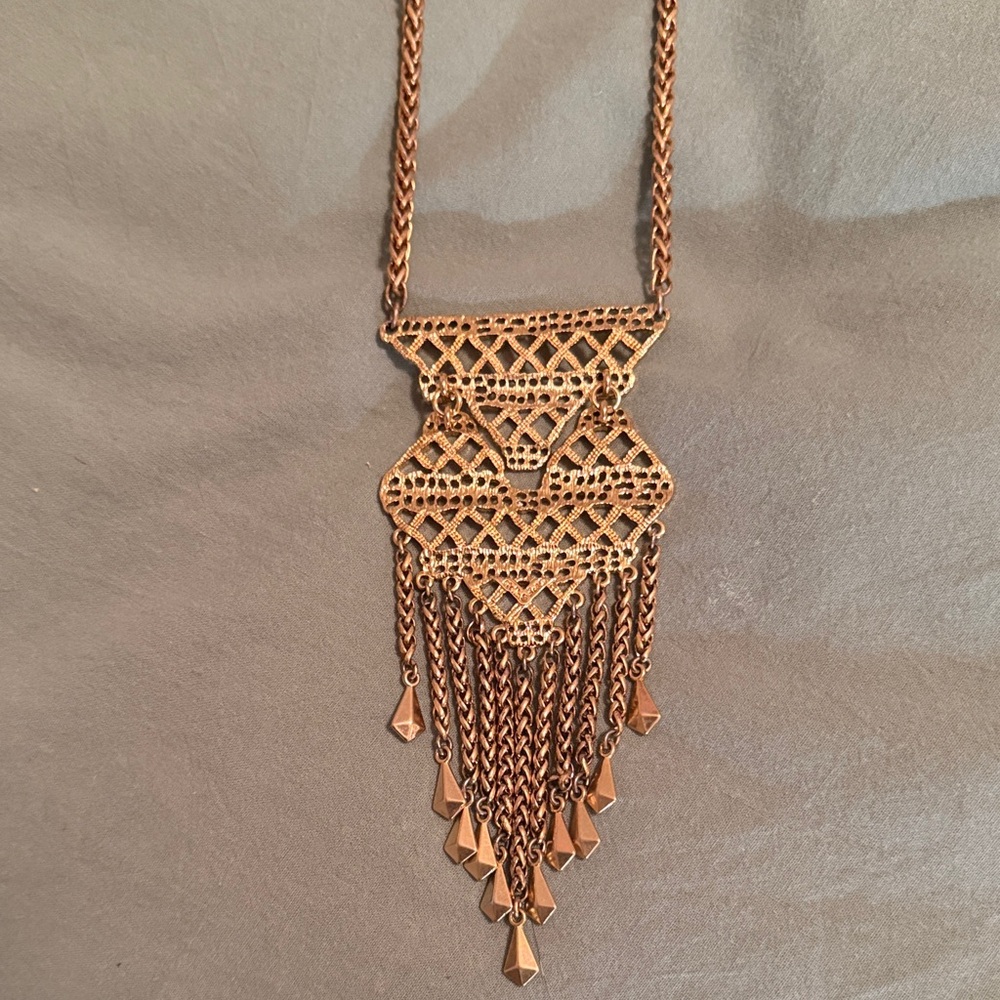 Stella and Dot gold tassel pendant necklace